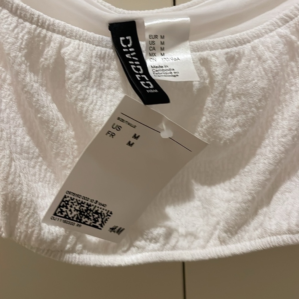 H&M White off the shoulder crop top size medium nwt #123 - Picture 3 of 5
